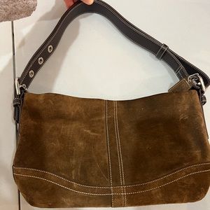 Suede coach bag